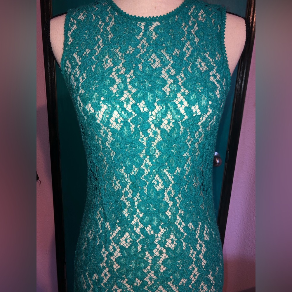 3/$12 Turquoise Boho Lace Dress/ Bikini Cover - Picture 3 of 7